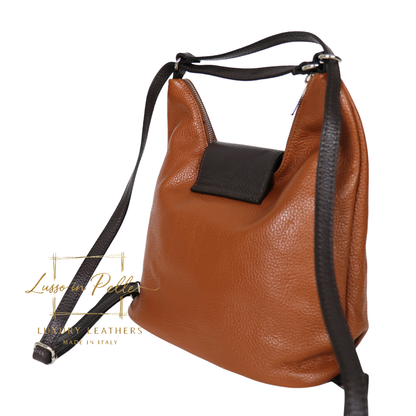 Grain Leather Two-Way Backpack & Crossbody