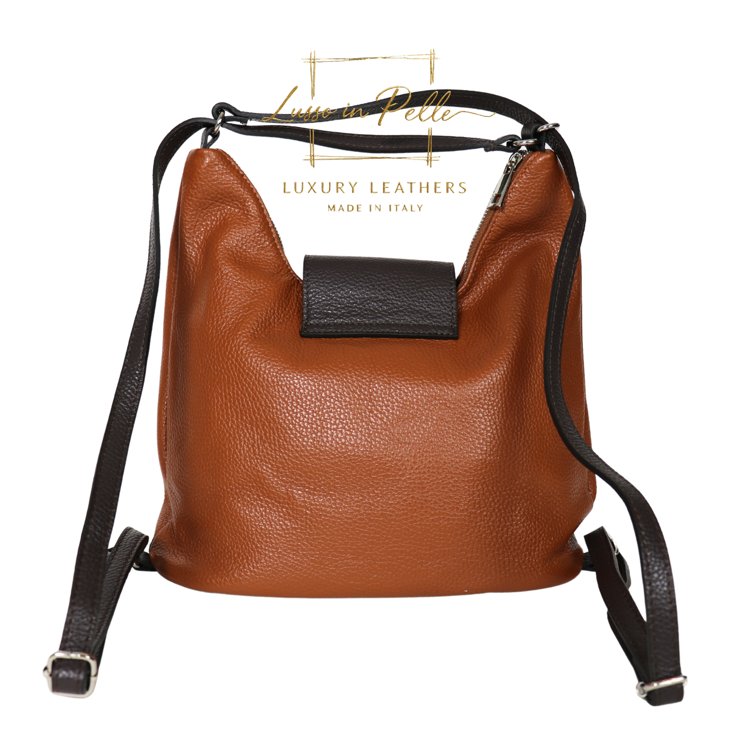 Grain Leather Two-Way Backpack & Crossbody