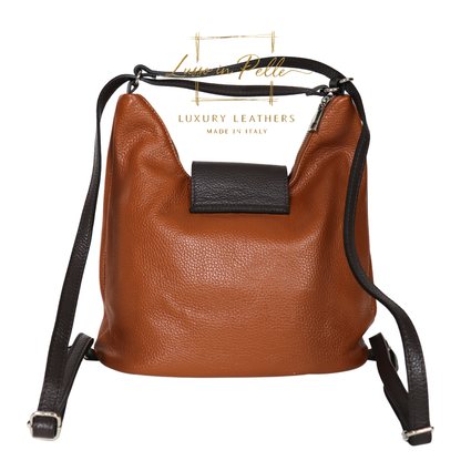 Grain Leather Two-Way Backpack & Crossbody
