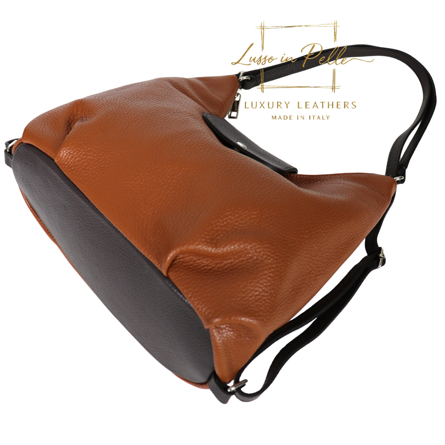 Grain Leather Two-Way Backpack & Crossbody
