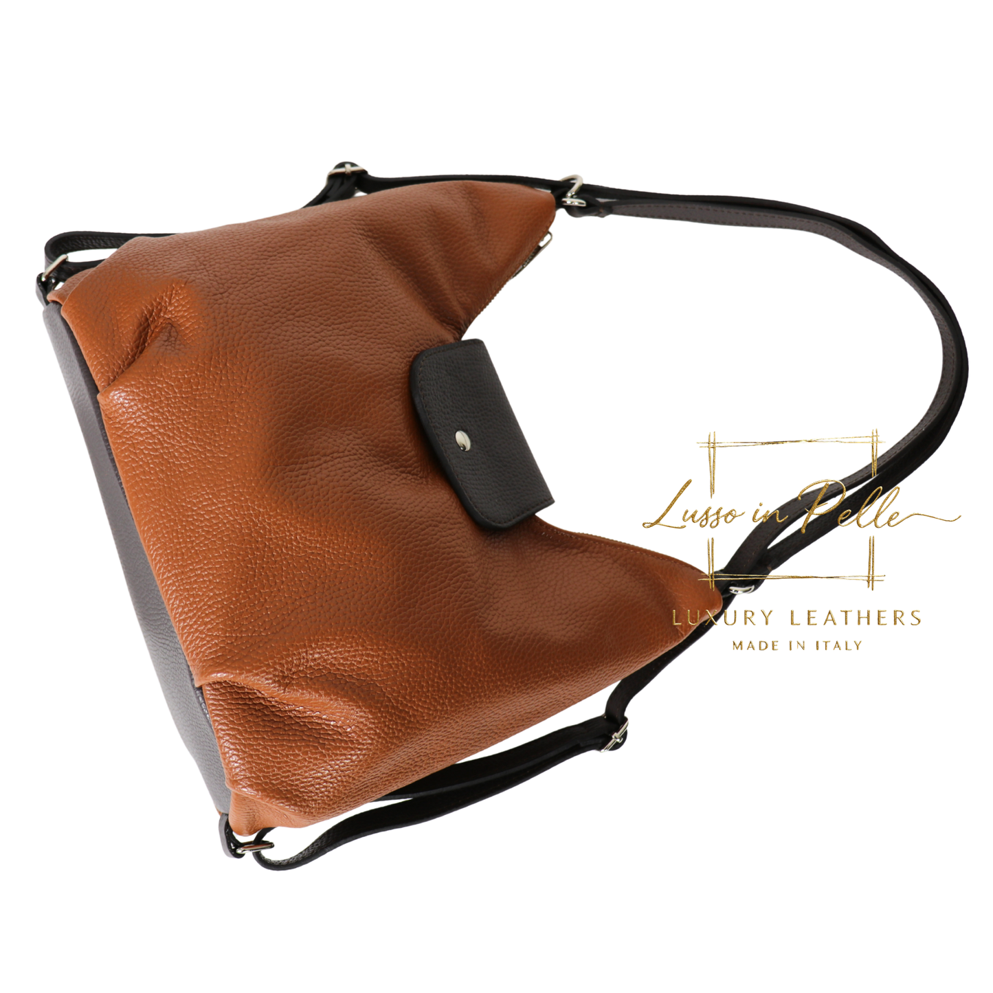 Grain Leather Two-Way Backpack & Crossbody