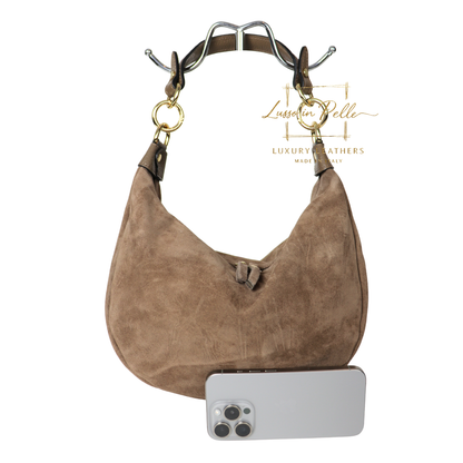 Suede Half Moon Shoulder & Crossbody Bag