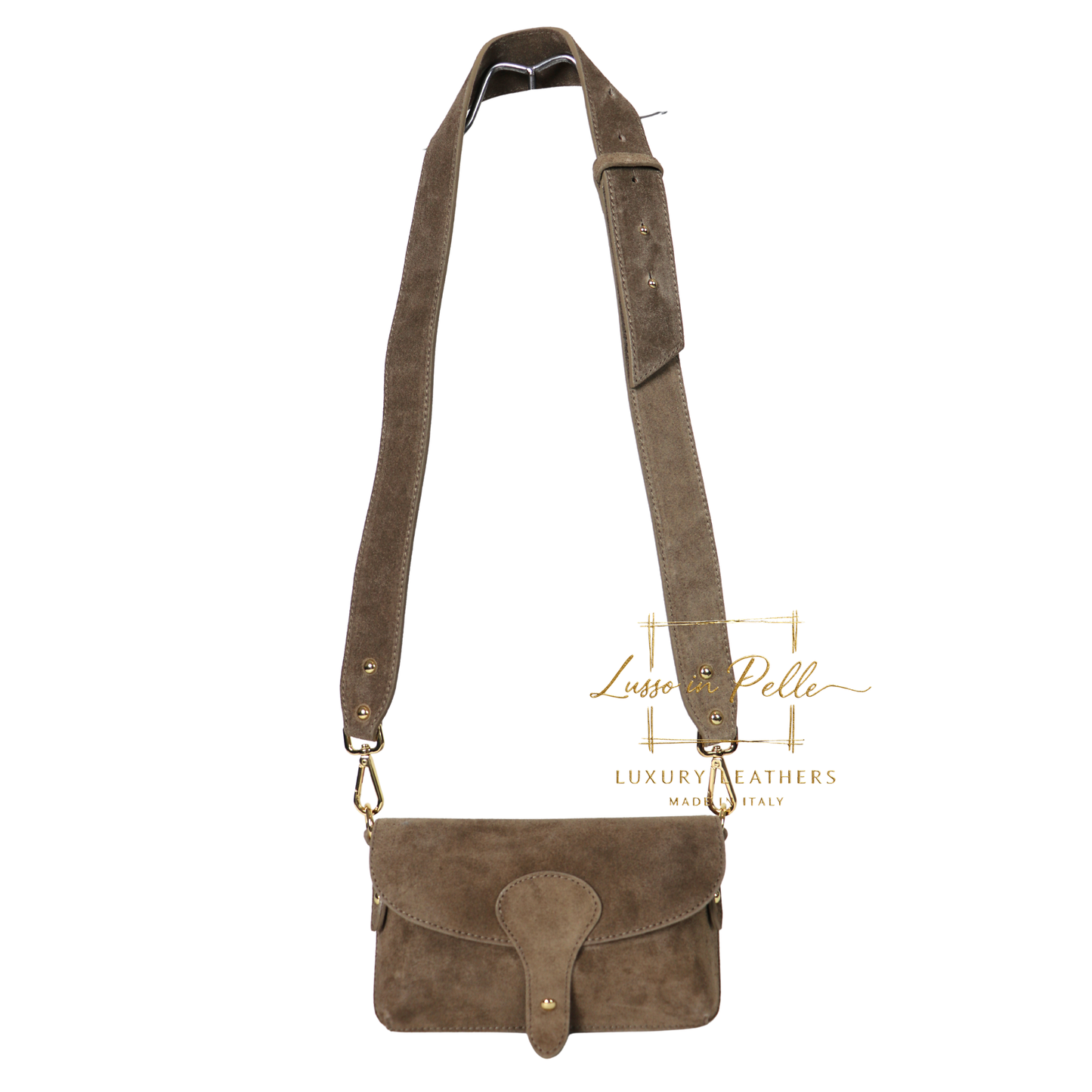 Small Suede Crossbody Bag with Wide Adjustable Strap