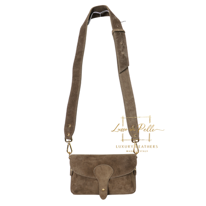 Small Suede Crossbody Bag with Wide Adjustable Strap