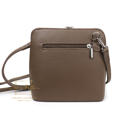 Small Suede Front Grain Leather Handbag with Detachable Straps