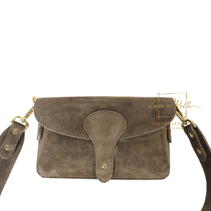 Small Suede Crossbody Bag with Wide Adjustable Strap