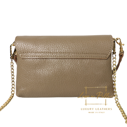 Small Pebbled Leather Clutch/Shoulder/Crossbody Bag with Bamboo-Style Clasp