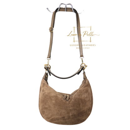 Suede Half Moon Shoulder & Crossbody Bag