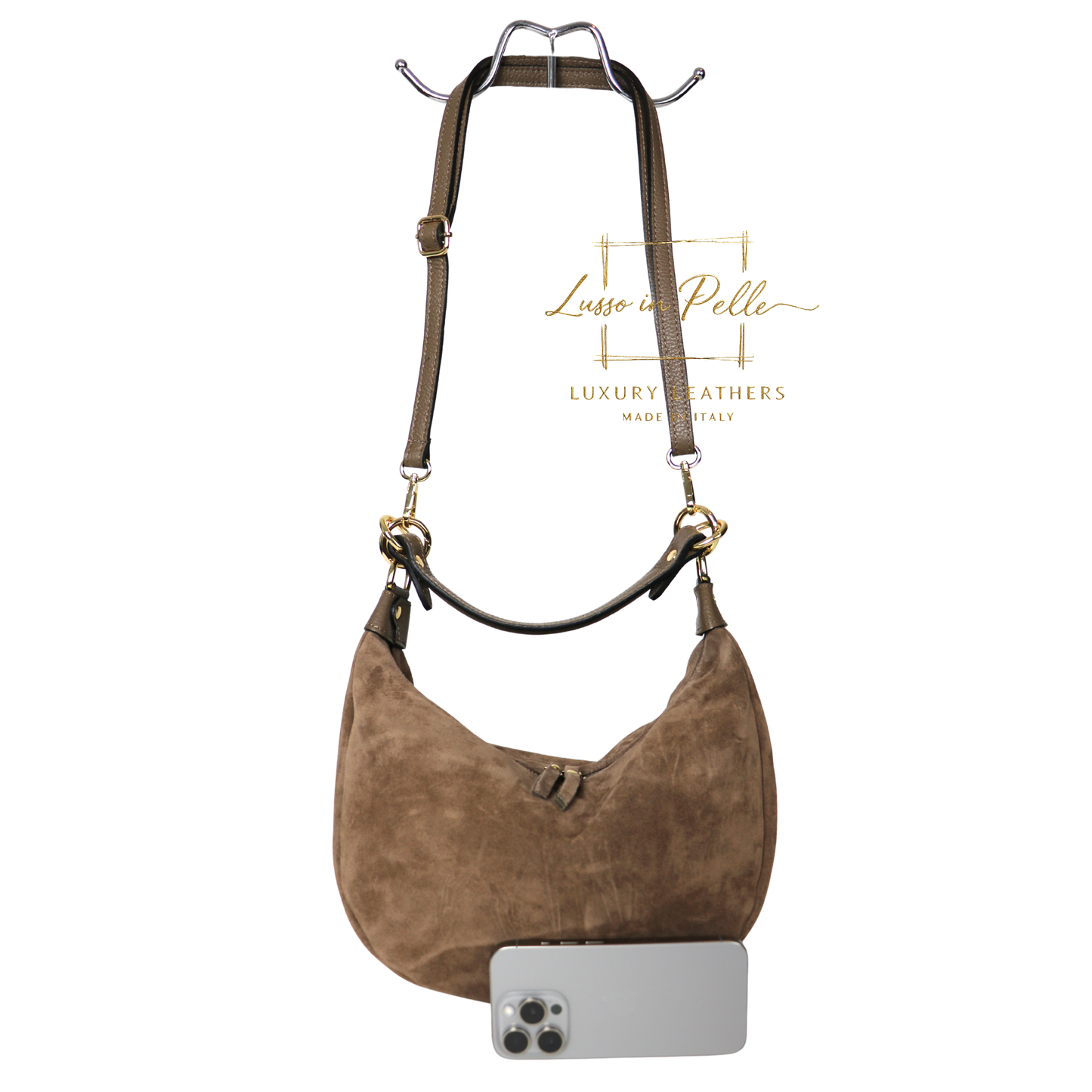 Suede Half Moon Shoulder & Crossbody Bag