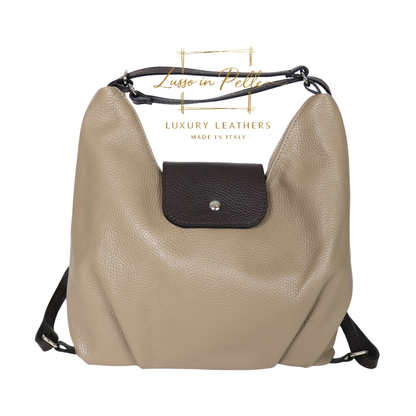 Grain Leather Two-Way Backpack & Crossbody