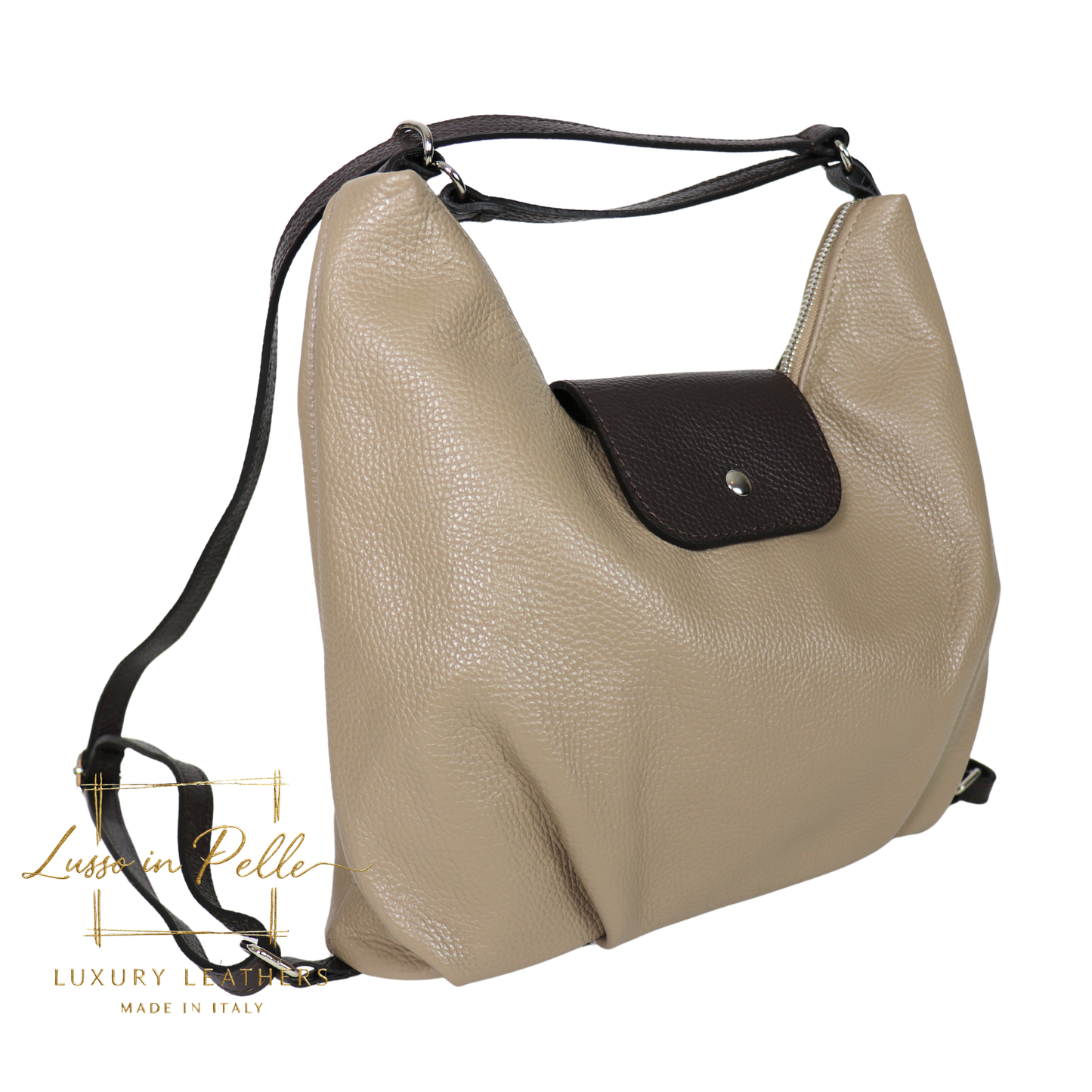 Grain Leather Two-Way Backpack & Crossbody
