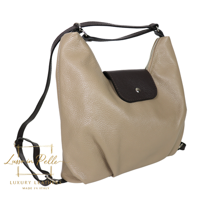 Grain Leather Two-Way Backpack & Crossbody