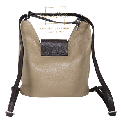 Grain Leather Two-Way Backpack & Crossbody