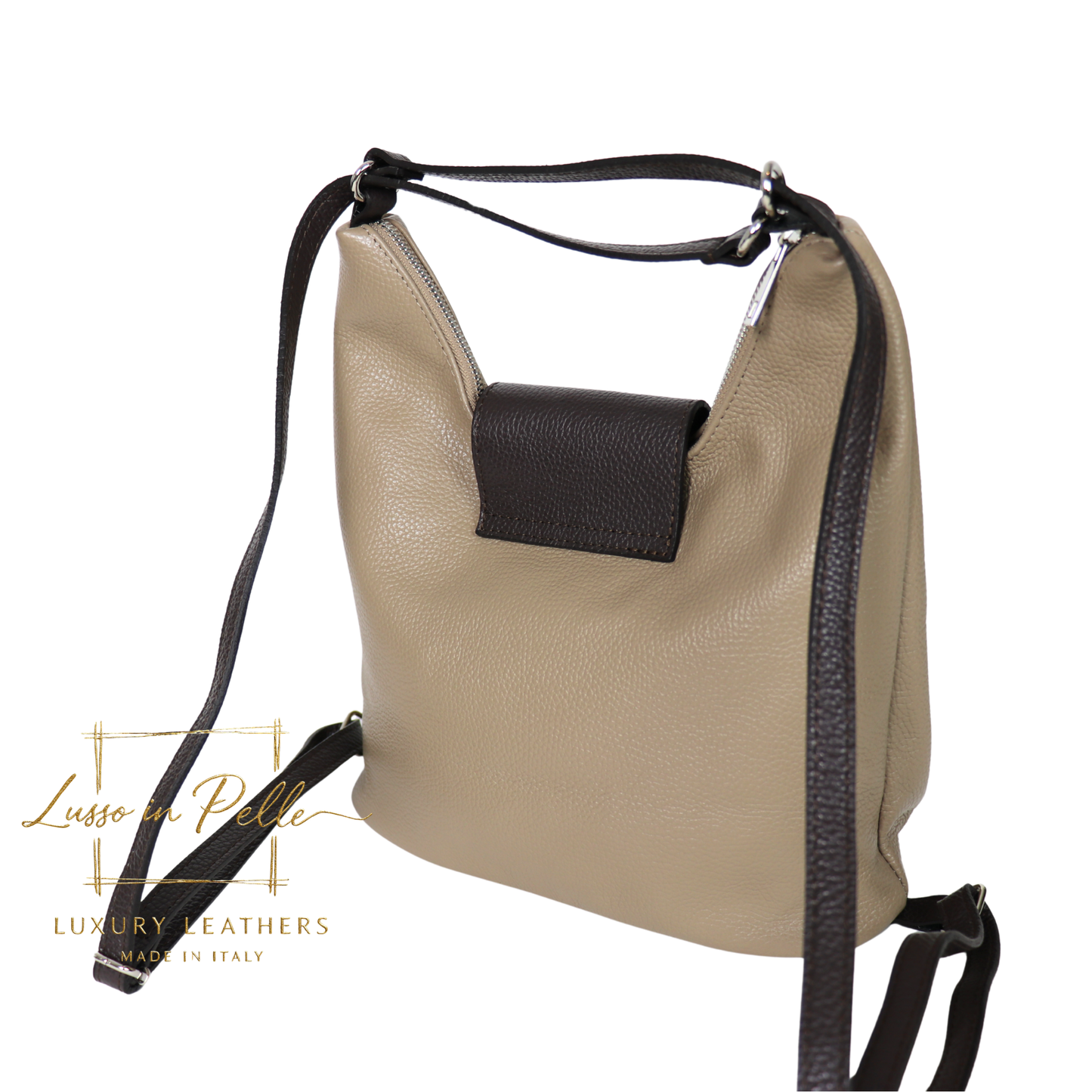 Grain Leather Two-Way Backpack & Crossbody