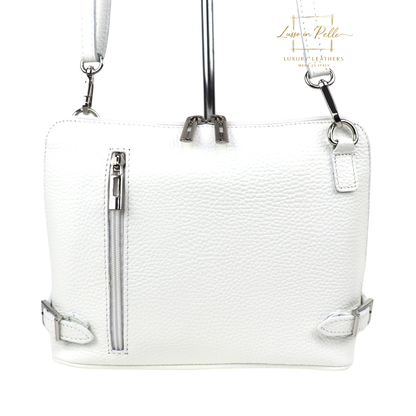 Rectangular Structured Italian Grain Leather Crossbody Bag with Adjustable Straps
