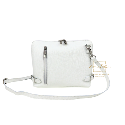 Rectangular Structured Italian Grain Leather Crossbody Bag with Adjustable Straps