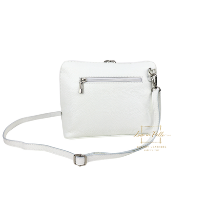 Rectangular Structured Italian Grain Leather Crossbody Bag with Adjustable Straps