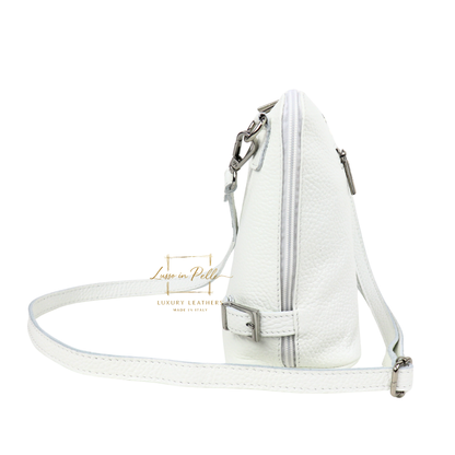 Rectangular Structured Italian Grain Leather Crossbody Bag with Adjustable Straps